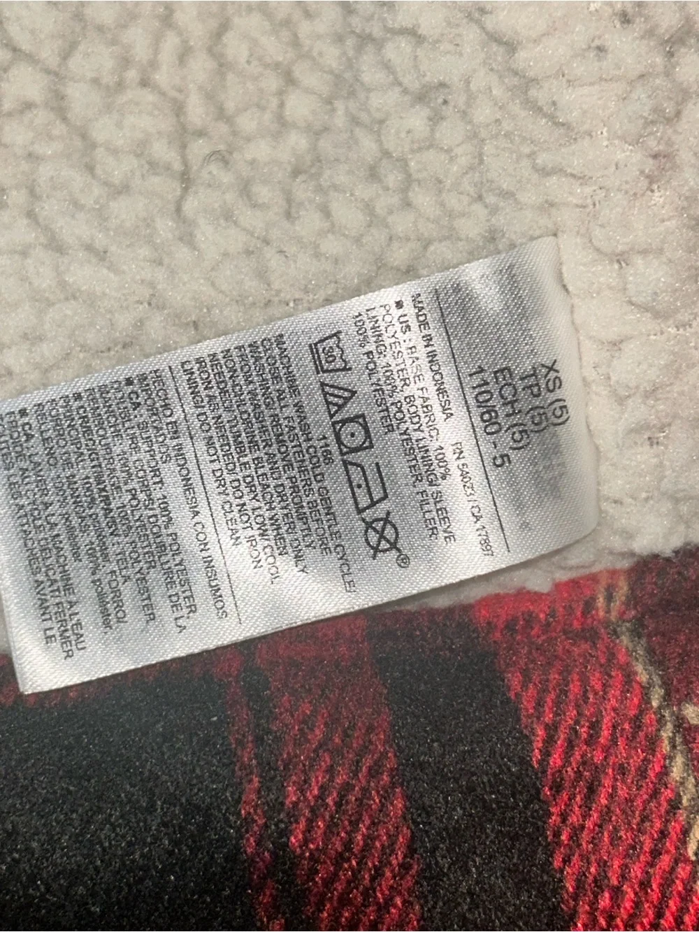 Old Navy Red and Black Plaid Sherpa-Trim Flannel Jacket